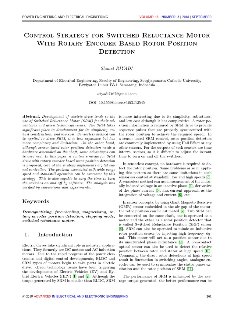 Control Strategy For Switched Reluctance Motor With Rotary Encoder