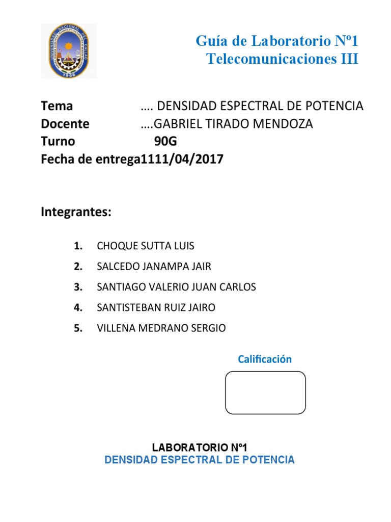 Laboratorio de Densidad Espectral de Potencia | PDF | Densidad ...