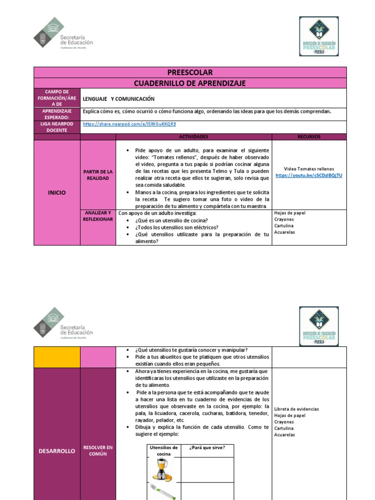 Cuadernillo de Lenguaje Preescolar | PDF | Alimentos | Educación avanzada