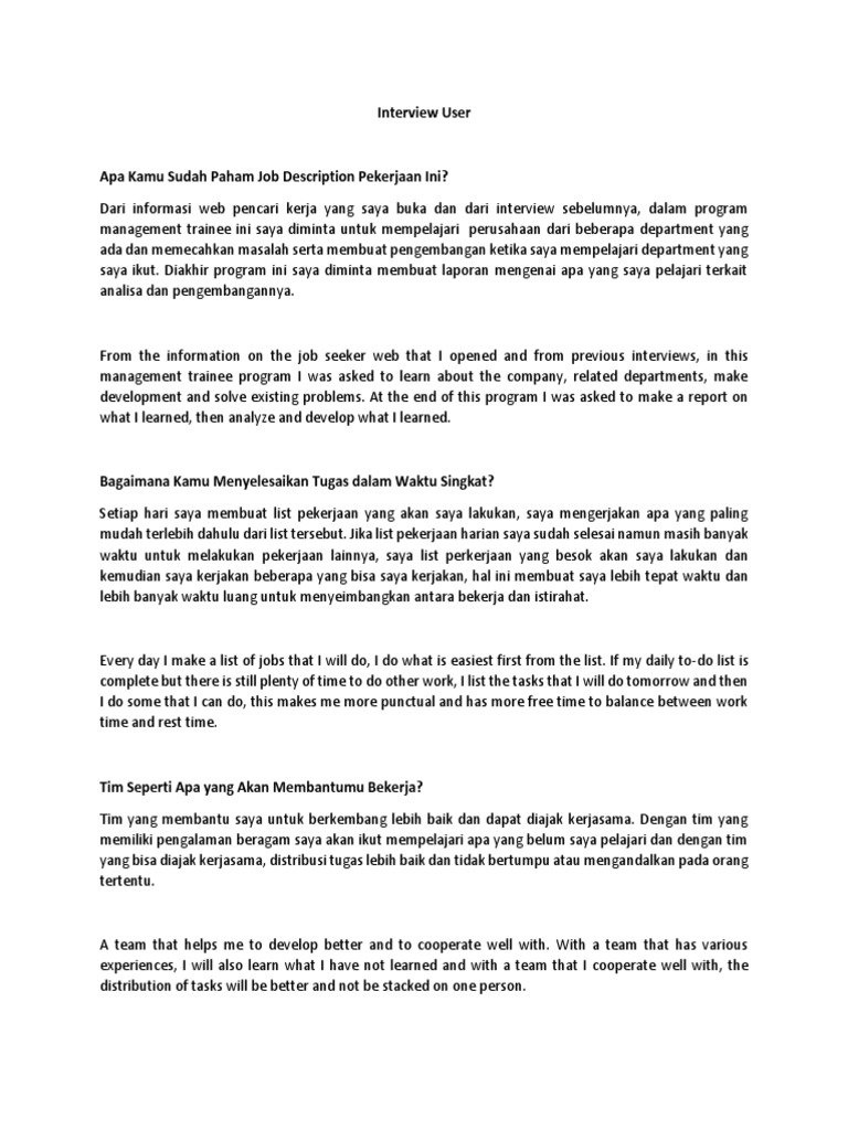 Interview User PDF | PDF | Bisnis