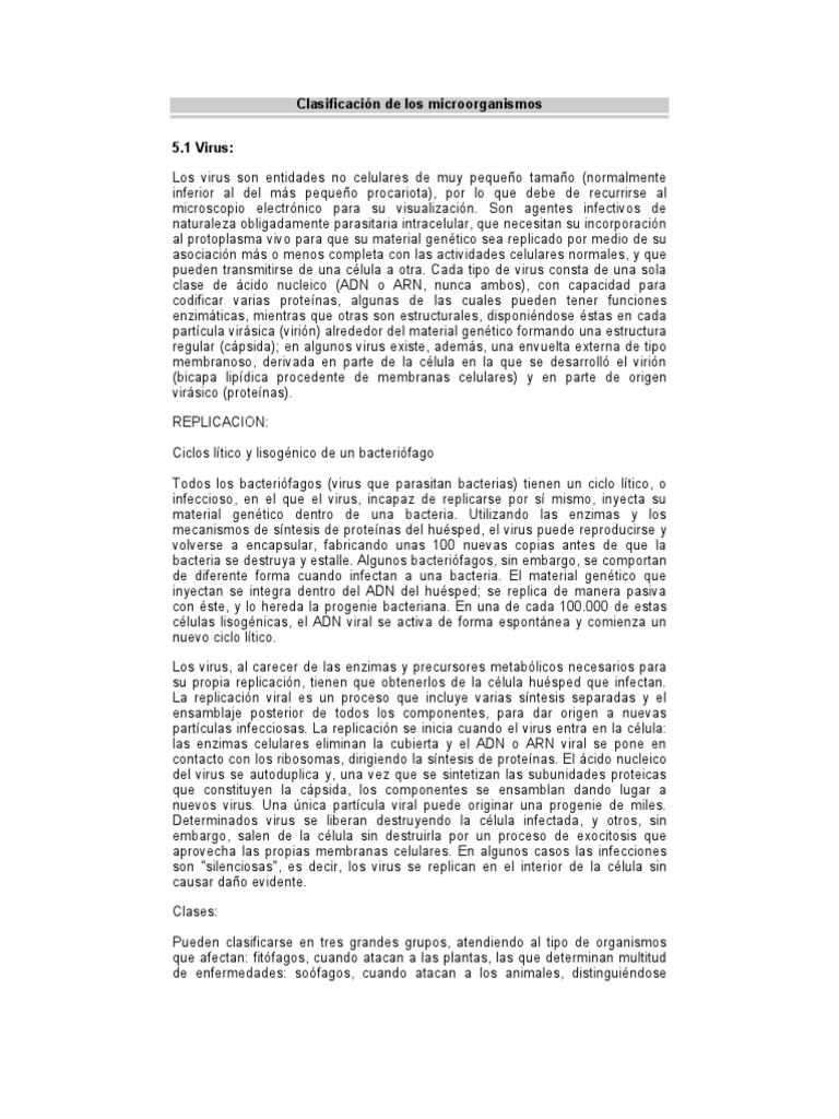 Clasificación de Los Microorganismos | PDF | Virus | Las bacterias