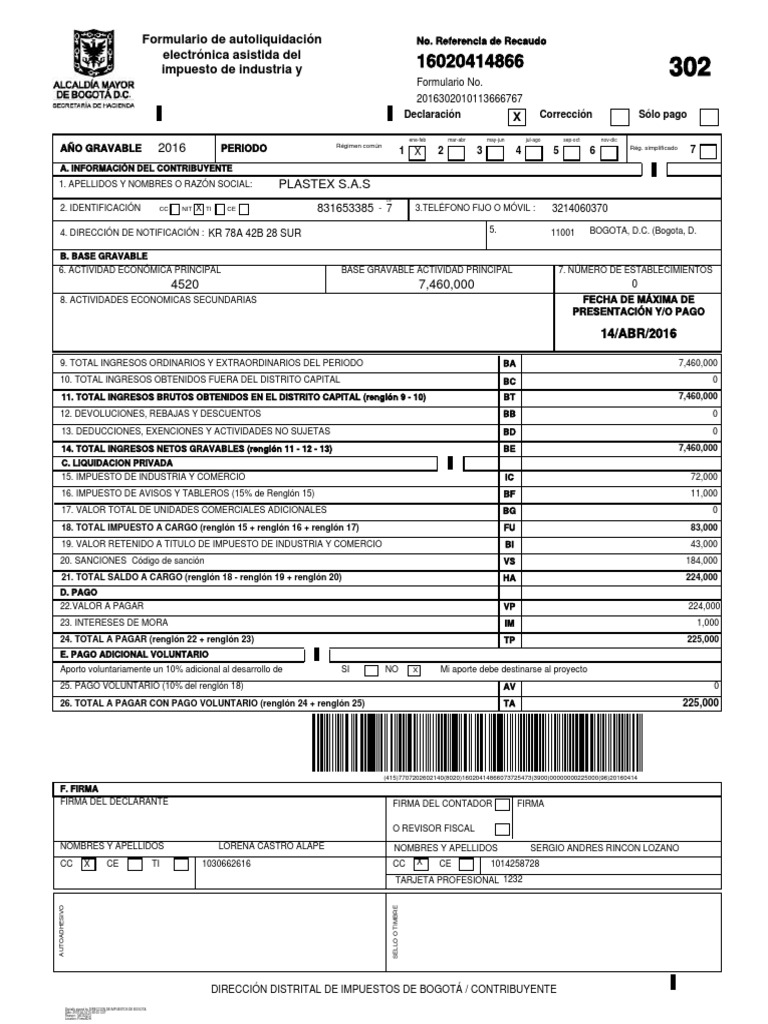 Declaracion Ica 2 | PDF | Business