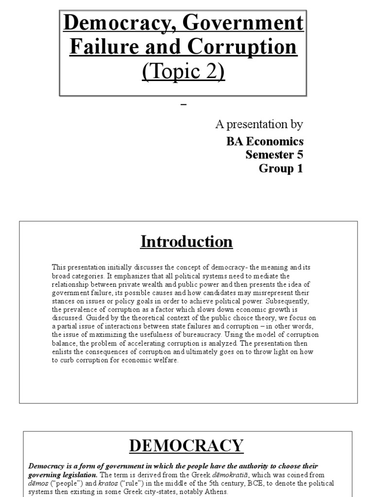Democracy, Government Failure and Corruption | PDF | Corruption ...