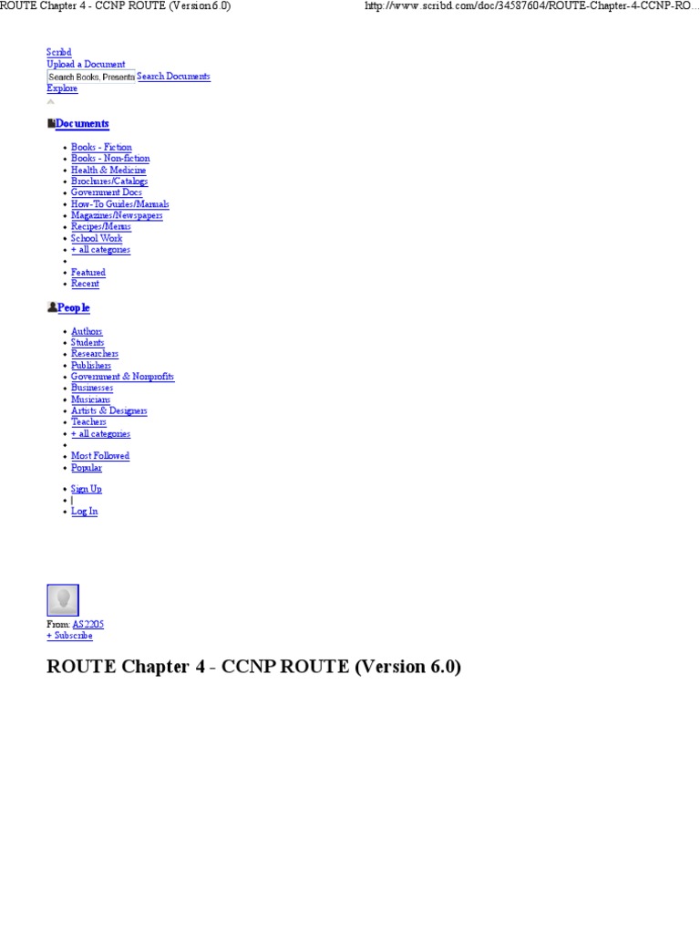 ROUTE Chapter 4 - CCNP ROUTE (Version 6.0 | PDF | Business