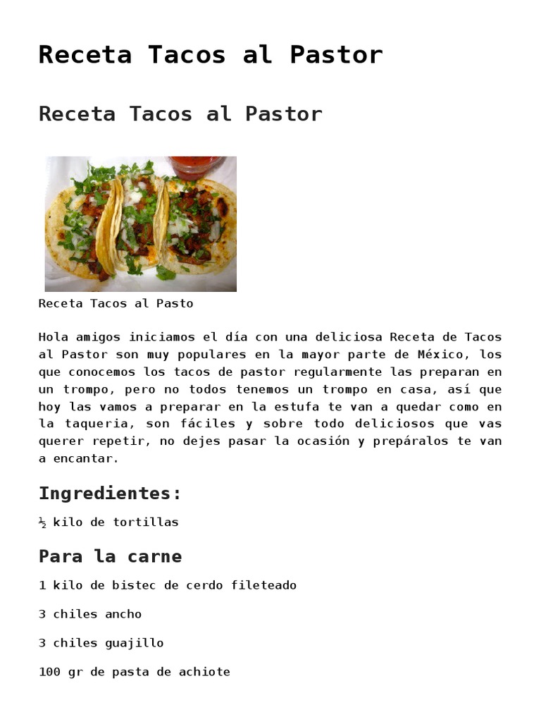 Tacos Al Pastor | PDF