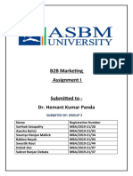 B2B Marketing Assignment I: Submited By: Group 2