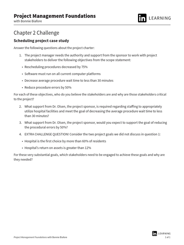 Chapter 2 Challenge: Project Management Foundations | PDF