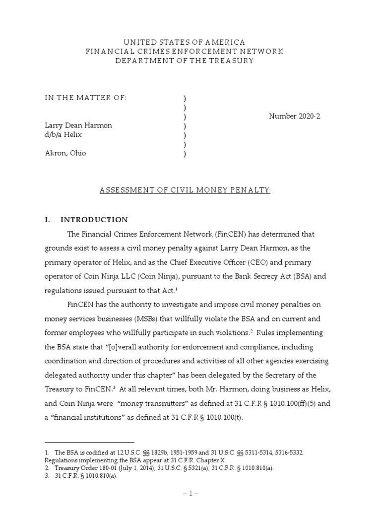 Assessment of Civil Money Penalty | PDF | Money Laundering | Bitcoin