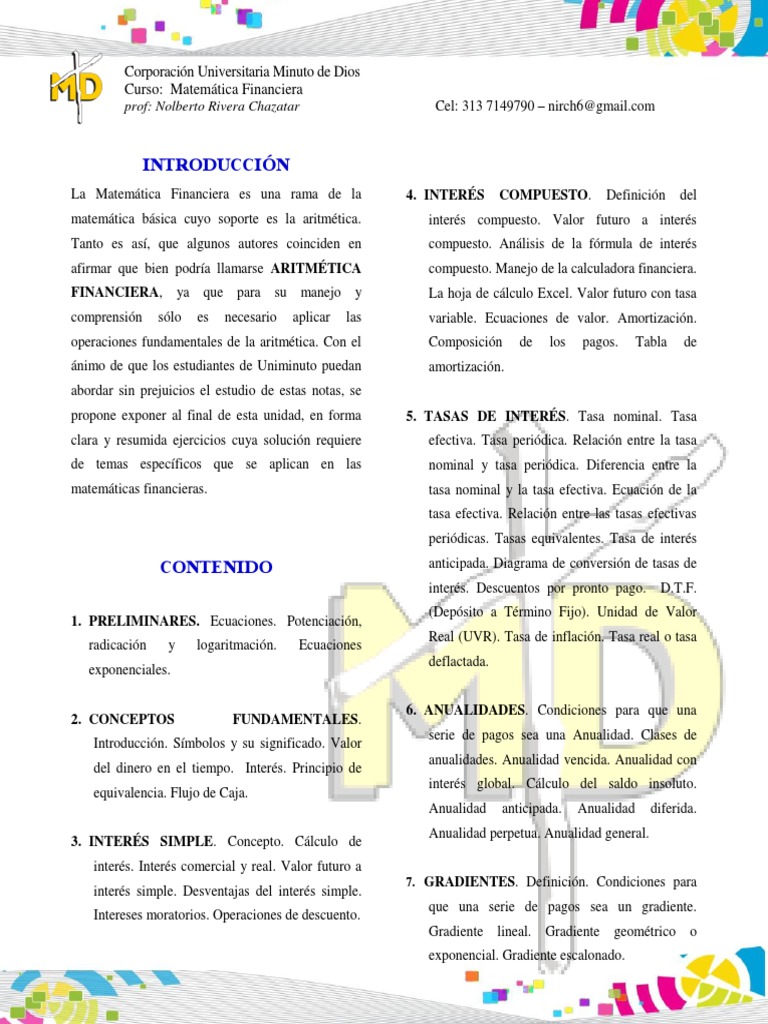 Introducción a la Matemática Financiera | PDF | Finanzas Matemáticas ...