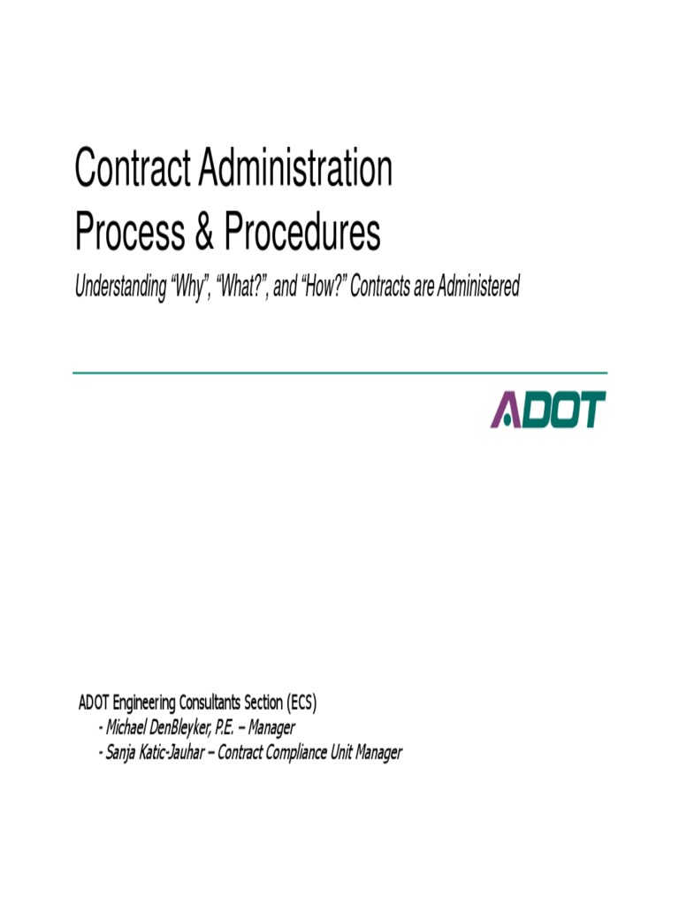 ADOT Contract Administration Guide | PDF | Regulatory Compliance | Audit