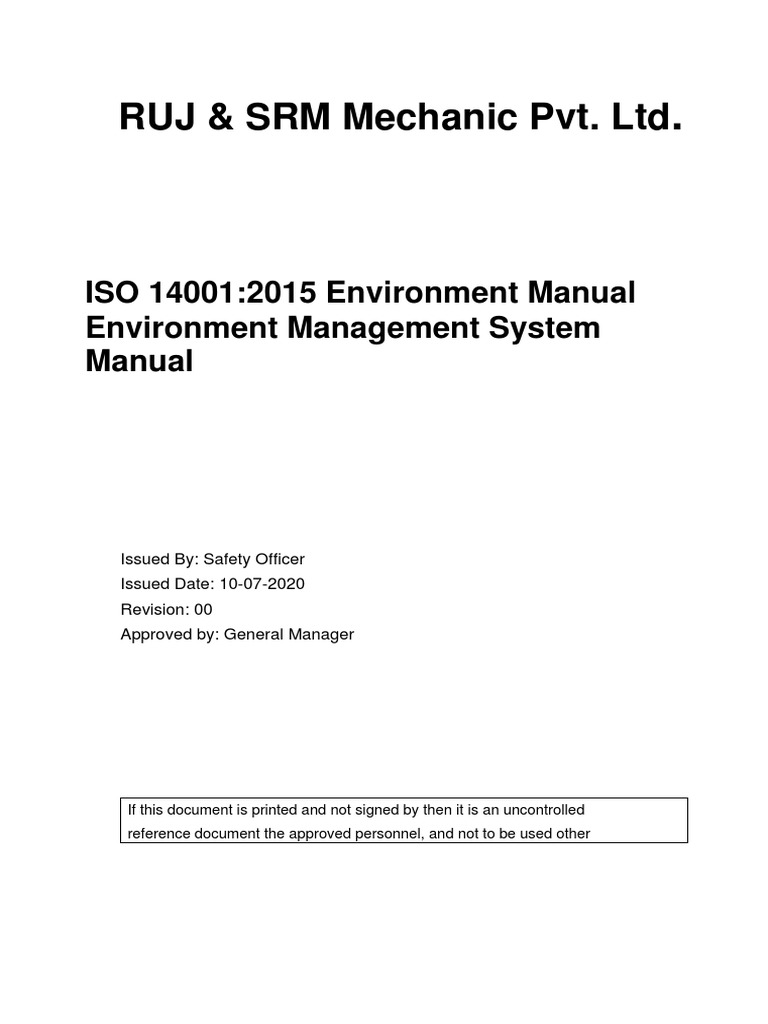ISO 14001:2015 Environment Manual | PDF | Environmental Resource ...