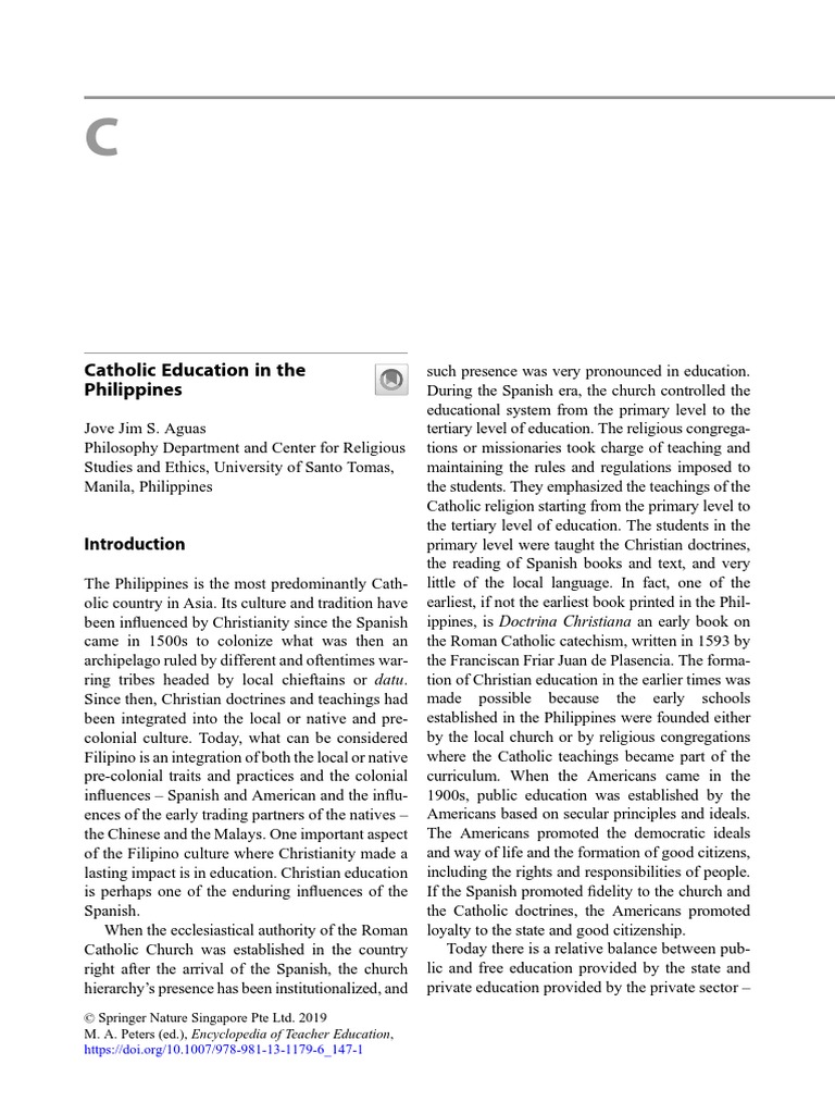 Catholic Education in The Philippines | PDF | Catholic Church ...