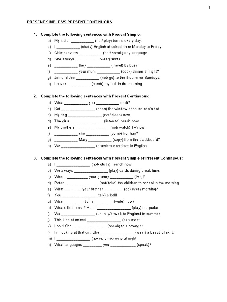 Present Simple vs Present Continuous Guide | PDF | Foreign Language Studies
