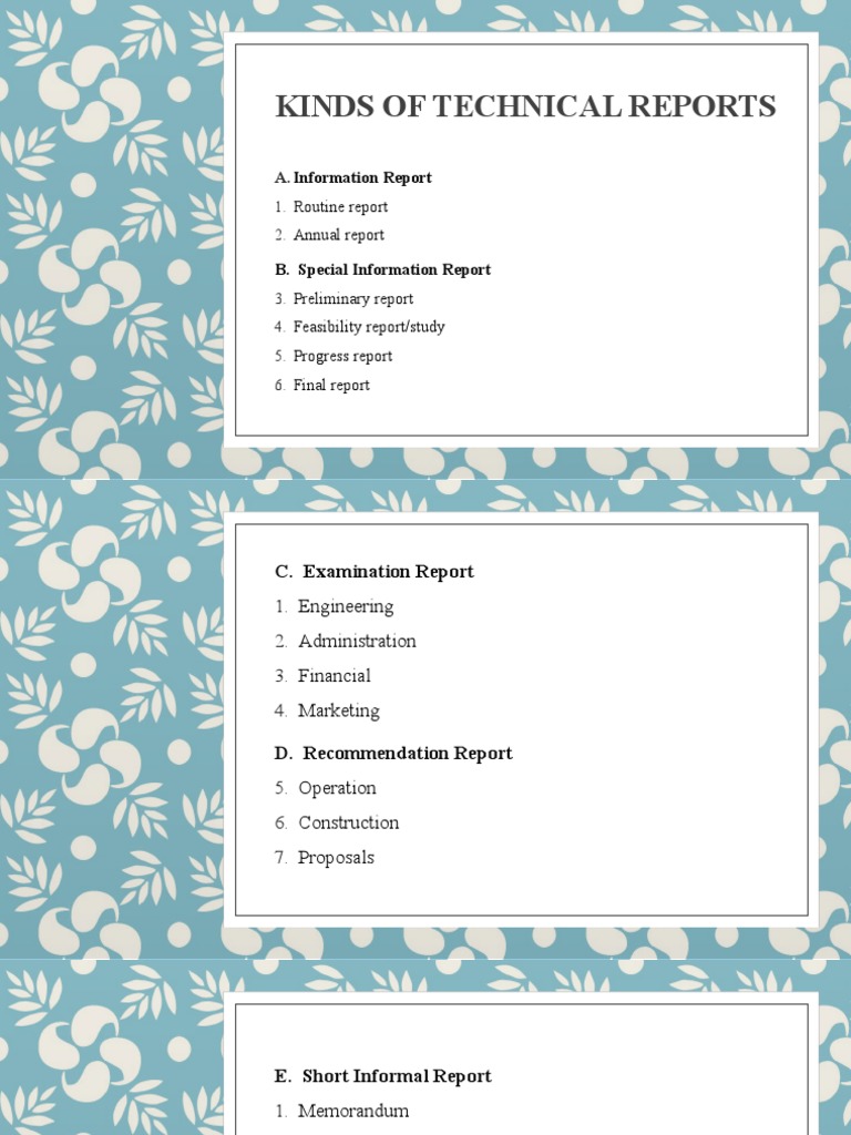Kinds of Technical Reports: Information Report | PDF | Art | Technology ...