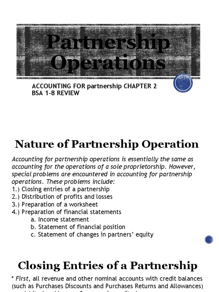 Partnership Operations and Profit Distribution | PDF | Debits And ...