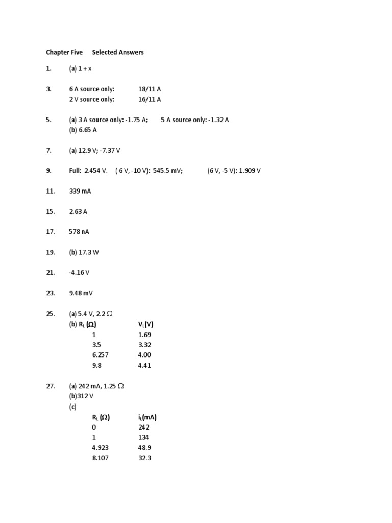 Chapter Five Selected Answers | PDF