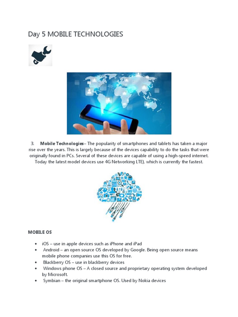 Overview of Mobile Technologies and OS | PDF | Smartphone | Cloud Computing