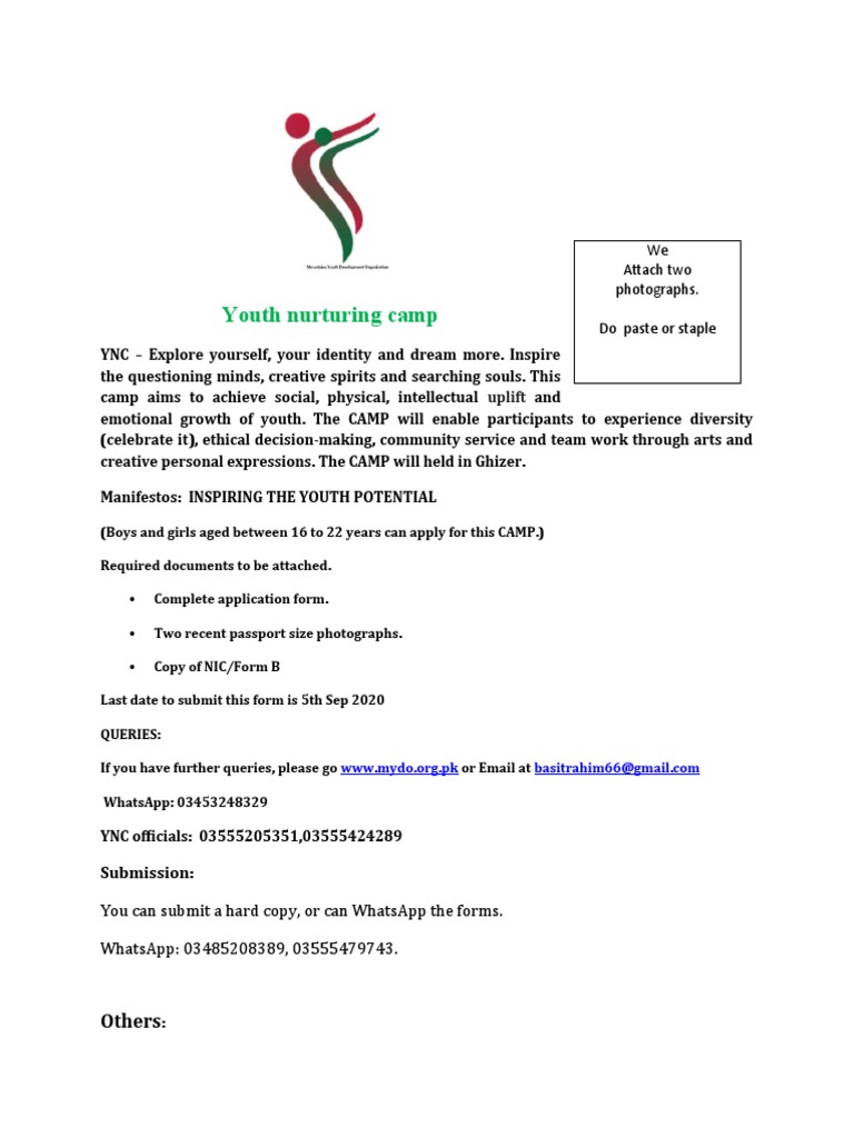 Application For Any Camp Pdf