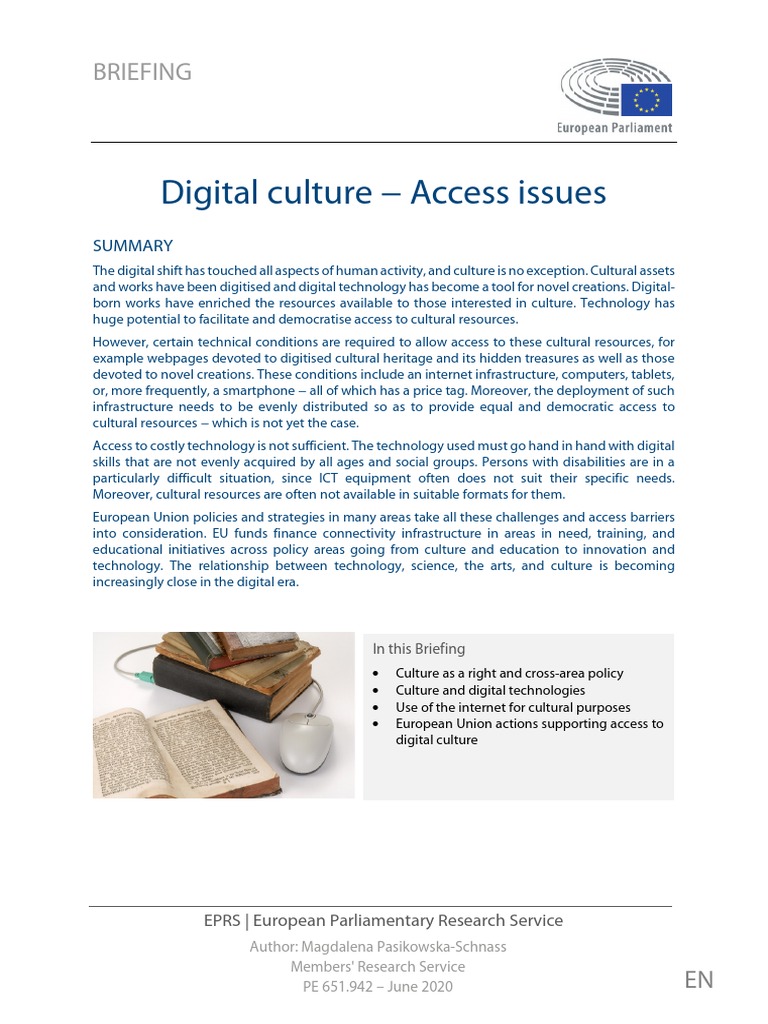 Digital Culture Access Issues: Briefing | PDF | European Union | Video ...