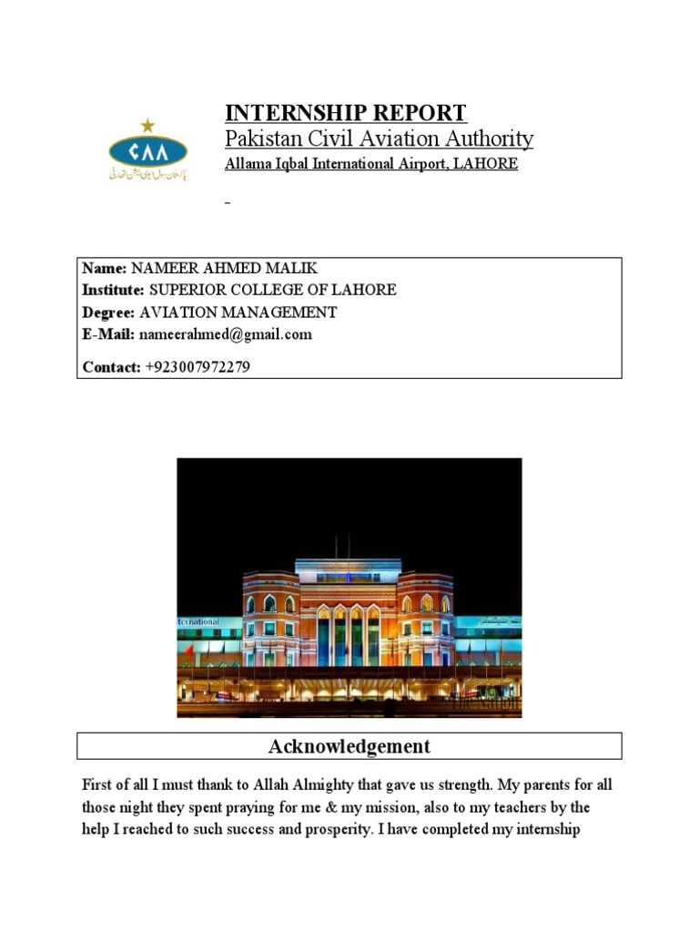 CAA Internship Report PDF Cargo Human Resource Management
