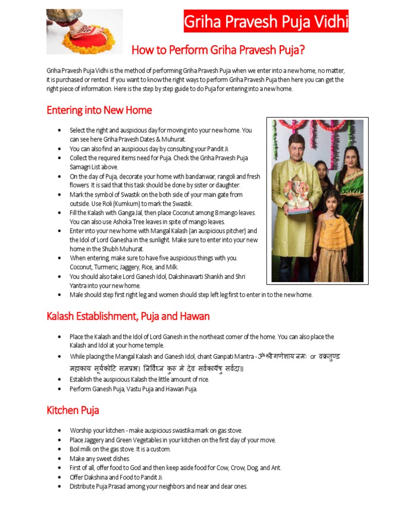 Griha Pravesh Puja Step-by-Step Guide | PDF | Hindu Worship | Foods