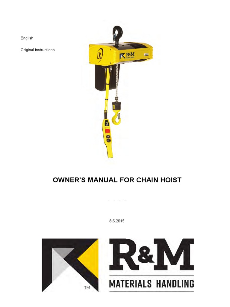 LK Chain Hoist Owners Manual 0 | PDF | Switch | Safety