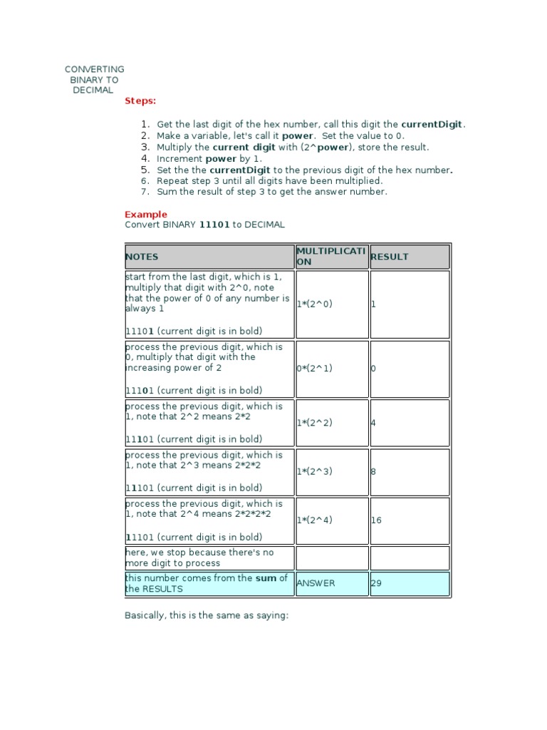 Binary to Decimal Conversion Guide | PDF | Computer Architecture | Notation