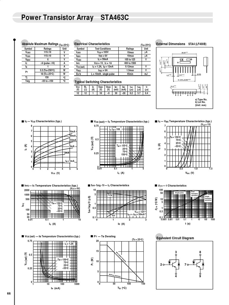 Power Transistor Array STA463C Technical Specifications and Electrical