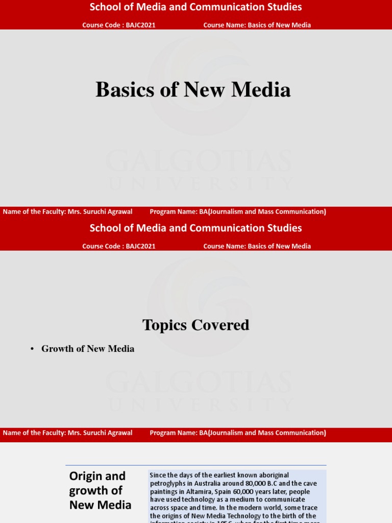Basics of New Media Course Overview | PDF | New Media | Internet