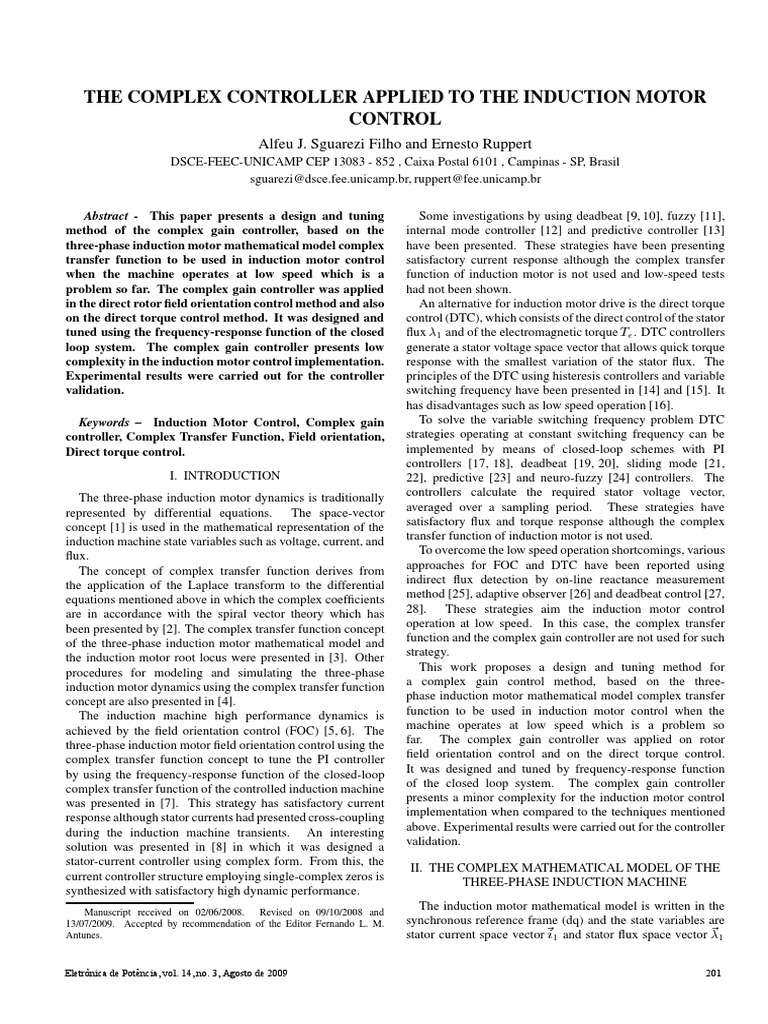 Complex Controller for Induction Motors | PDF | Electric Motor ...