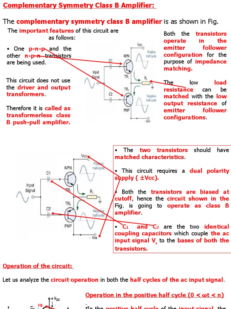 Class B Complementary Symmetry Power Amplifier PDF Amplifier