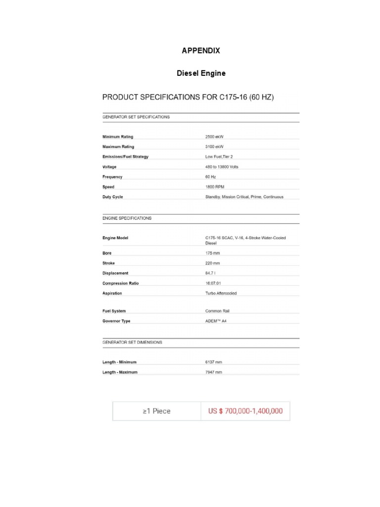 Appendix Diesel Engine | PDF