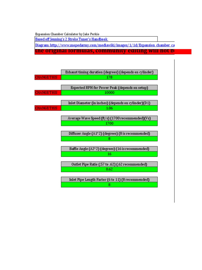 Expansion Chamber Calculator PDF Vehicle Parts Machines