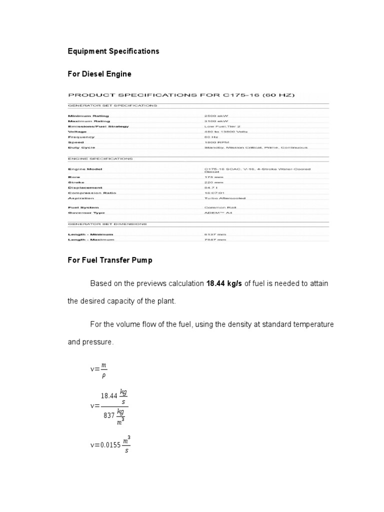 Diesel Engine & Pump Flow Specifications | PDF | Teaching Methods ...