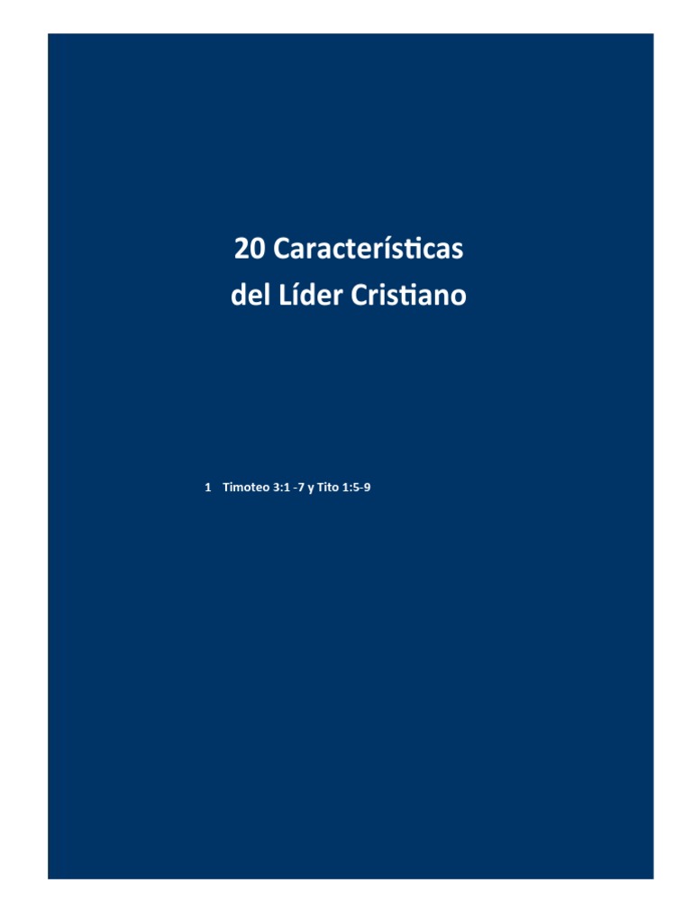 20 Características del Líder Cristiano | PDF | Pablo el apóstol | Ira