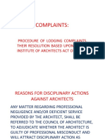 Complaints Agaist Architects 31 March 2020