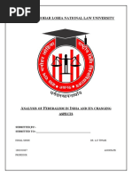 DR - Ram Manohar Lohia National Law University: Nalysis OF Ederalism IN Ndia AND ITS Changing Aspects