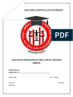 DR - Ram Manohar Lohia National Law University: Nalysis OF Ederalism IN Ndia AND ITS Changing Aspects