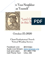 Virtual Worship Service Bulletin