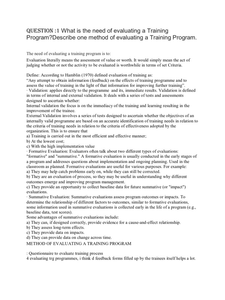 How To Evaluate A Training Program PDF Evaluation Performance