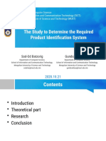 The Study To Determine The Required Product Identification System