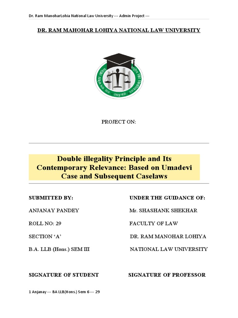 Double Illegality Principle and Its Contemporary Relevance Based On
