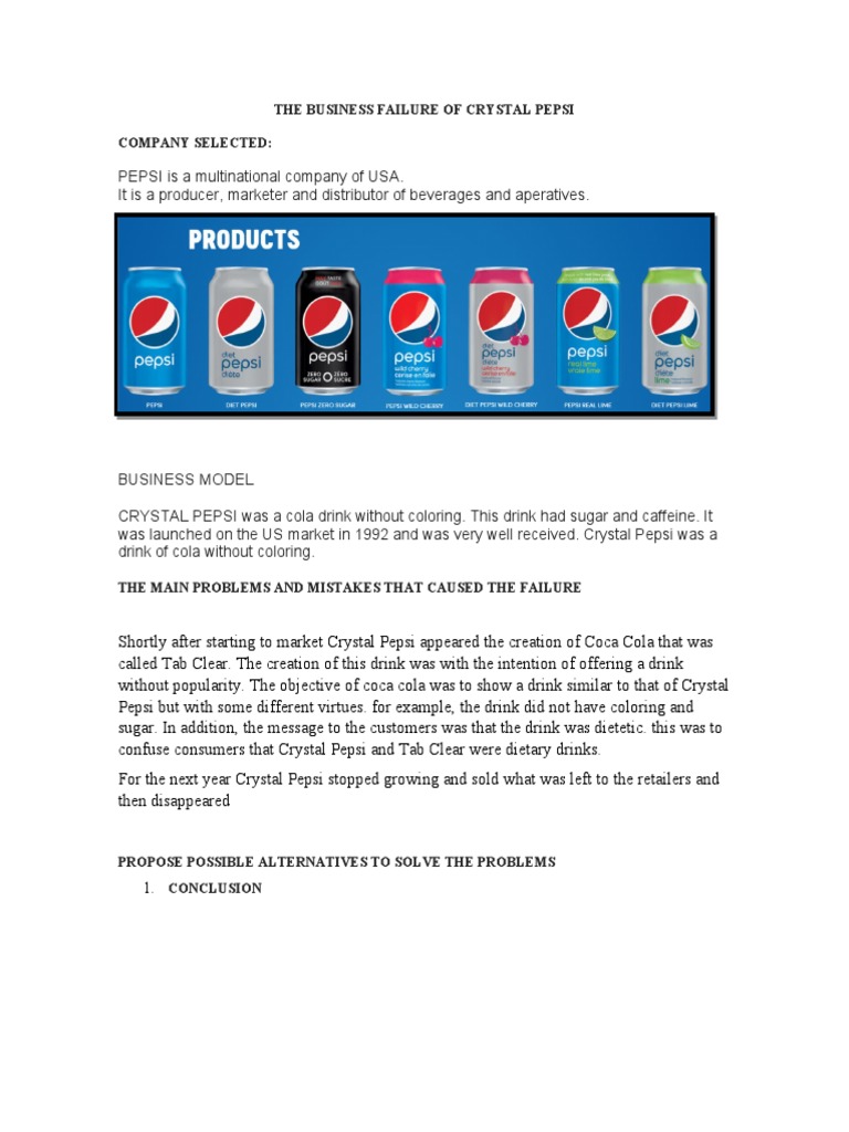 Crystal Pepsi: Causes of Business Failure | PDF