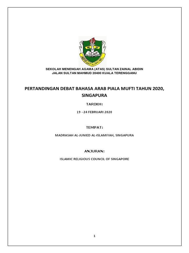 Pertandingan Debat Arab Piala Mufti 2020 | PDF