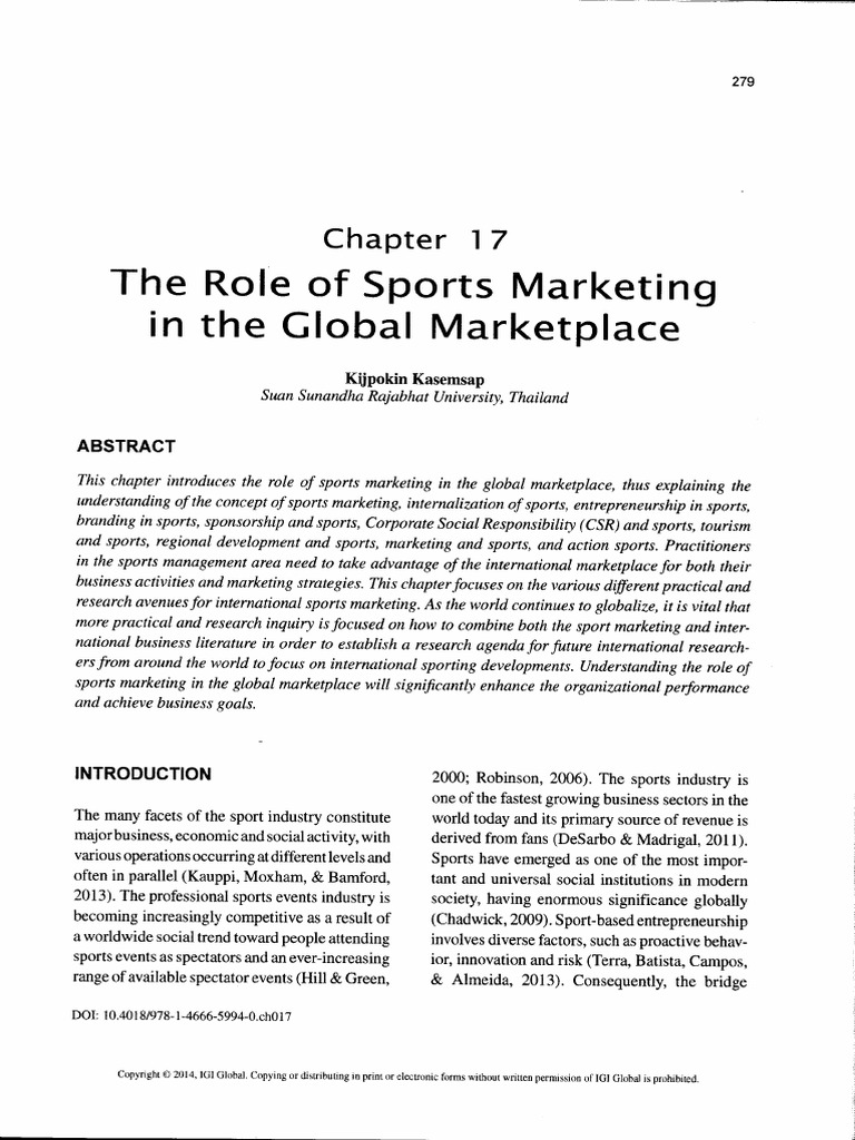 Chapter 17 - The Role of Sports Marketing in The Global Space | PDF