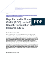 Rep. Alexandria Ocasio-Cortez (AOC) House Floor Speech Transcript On Yoho Remarks July 23