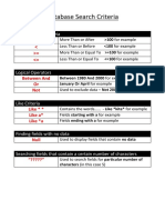 Common Database Search Criteria