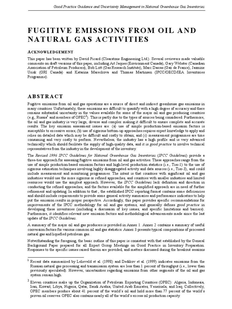 2 6 Fugitive Emissions From Oil and Natural Gas PDF Natural Gas