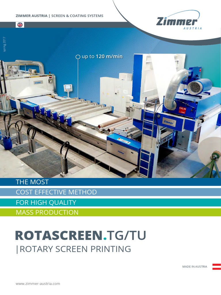 Zimmer Rotary Screen Printing Solutions | PDF | Textiles | Bearing ...