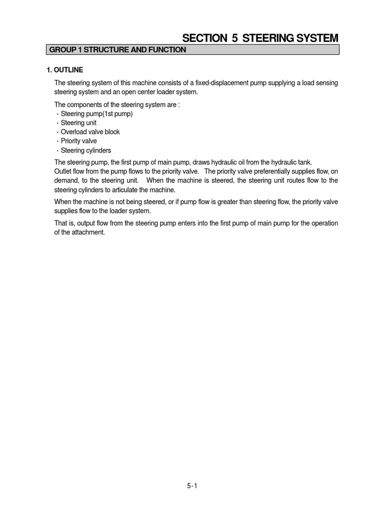 Section 5 Steering System: Group 1 Structure and Function | PDF | Valve ...